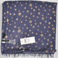 Beste Mode Frauen viel länger breiter blaue Farbe drucken Gold Polka Dots 100% Island Wolle Viskose Poncho Schal Wolle Schal